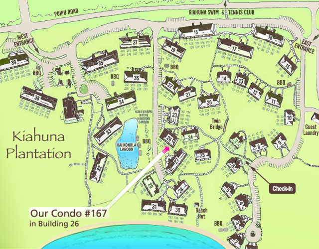 Map of our condo at Kiahuna Plantation